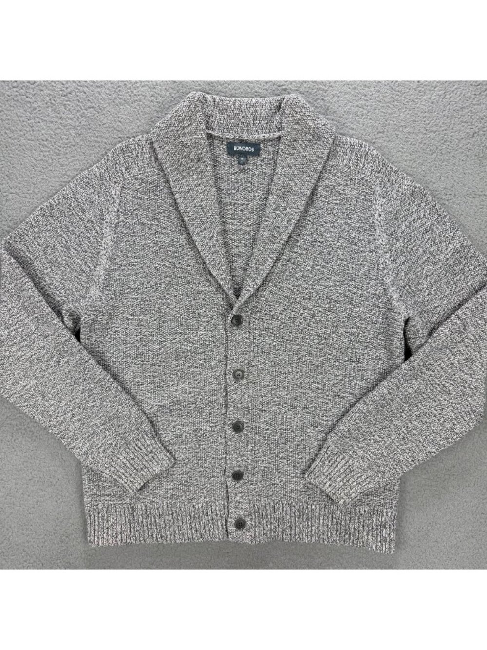 Bonobos Cardigan Men Extra Large Slim Grey Knit Shawl Collar Heavyweight Sweater